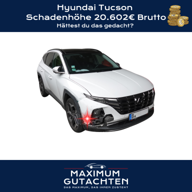 Hyundai Tucson Beschädigter Hyundai Tucson mit Schadenhöhe 20.602€ Brutto
